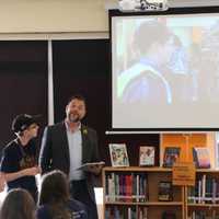 <p>Anthony Stirpe teaches students about poetry and filmmaking.</p>