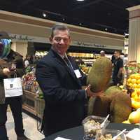 <p>Balducci&#x27;s President Rich Durante shows off a Jackfruit at the store&#x27;s new location in Rye Brook.</p>