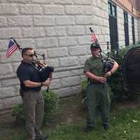 <p>Members of the Pipes and Drums of Bergen County performed.</p>