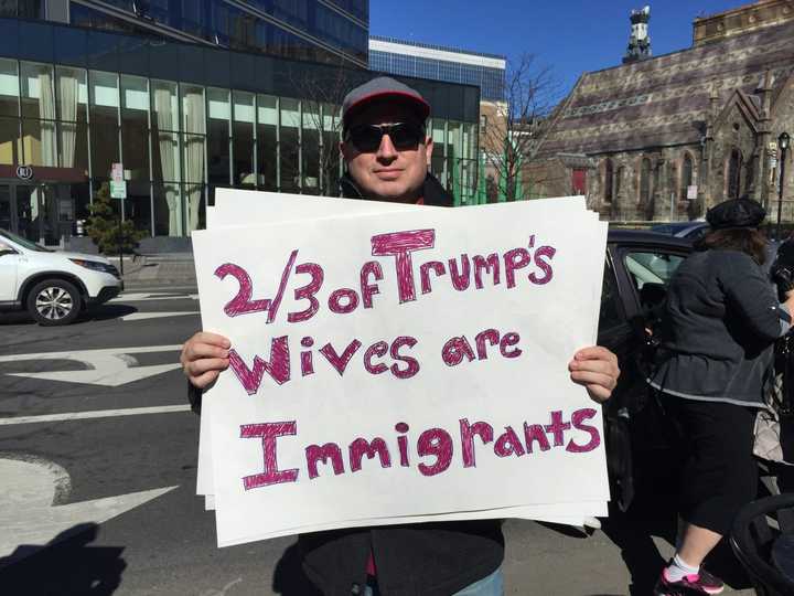 Signage at &quot;Justice Monday&quot; rally in White Plains.