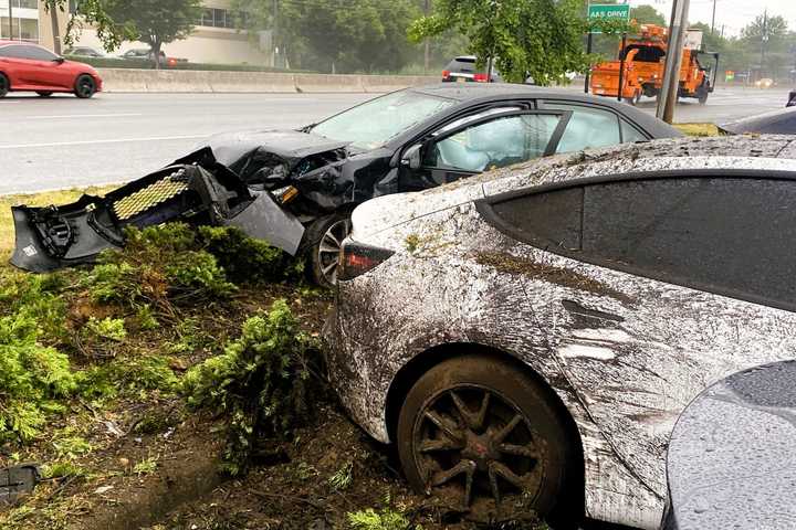 Driver, Passenger Hospitalized After Uber Barrels Into Parked Teslas Off Route 17