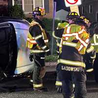 <p>Glen Rock firefighters were assisted by their colleagues from Hawthorne in removing the driver from her Chevy Trax.</p>