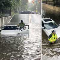 <p>The recent torrential downpours flooded the stretch beneath the NJ TRANSIT tracks on Maple Avenue near the borough train station around noontime Tuesday, June 27.</p>