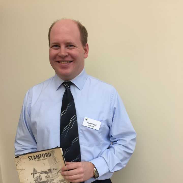 Ferguson Library Digital Librarian Frank Skornia poses for a photo in the library Tuesday afternoon.