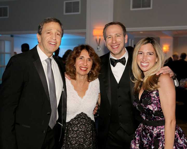 Martin Schwartz, left, celebrates this special moment with his wife Elaine, son Michael of Scarsdale, New York, and daughter Allyson Mandelbaum of Fairfield.