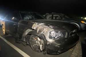 Glen Rock PD: Hit-Run Motorist From Ridgewood Drives Battered Sedan On Sparking Rim After Crash