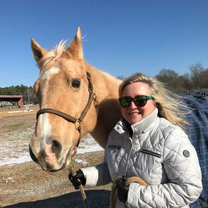 Lucia still spends quality time with Butterscotch – just not in the saddle yet.