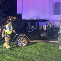 <p>The Jeep Wrangler made it up to a Fair Lawn resident&#x27;s door.</p>