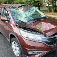 <p>The Honda CRV had to be towed after the mishap on South Irving Street near Grove Street in Ridgewood.</p>