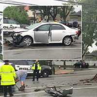 PHOTO: Car Crash Snaps Hawthorne Utility Pole