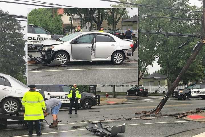 PHOTO: Car Crash Snaps Hawthorne Utility Pole