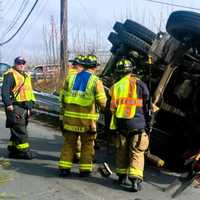 <p>The truck was fully loaded at 70,000 pounds when it tipped on the ramp to Route 208 from Fair Lawn Avenue.</p>