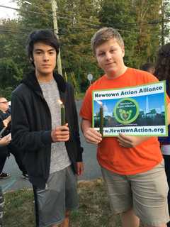 Newtown Group Stands With Las Vegas But Calls For Tougher Gun Laws At Vigil