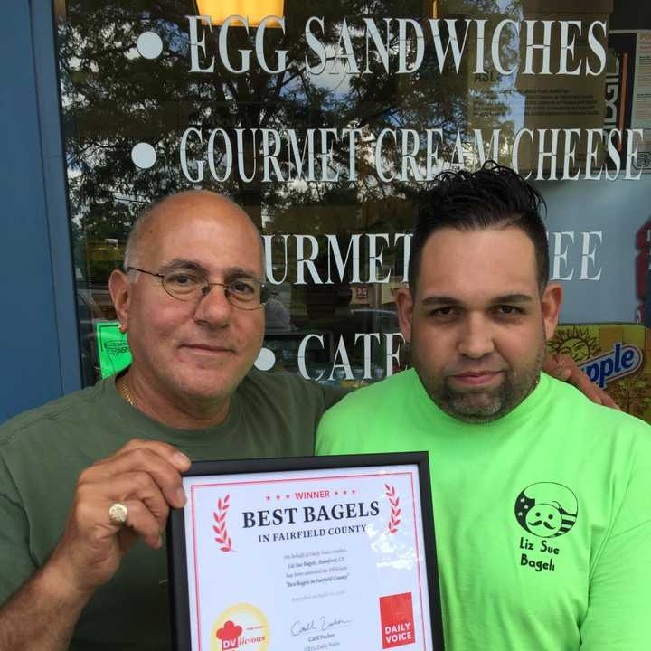 Liz-Sue Bagels co-owner Peter Telesco, left, and employee Jimmy Barco.