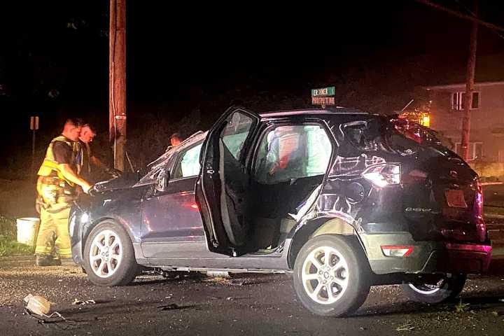 Driver Hospitalized After Splitting Utility Pole, Rolling, Landing Right Side Up In Fair Lawn