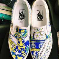 <p>Go Rochester! University sneakers by New Rochelle Artist Rebecca Feldman.</p>