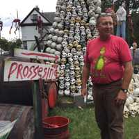 <p>Guerino Cilli with his Vlad The Impaler display in Hackensack.</p>