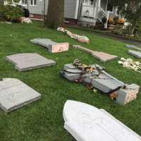 <p>Graves and skeletons from Ward&#x27;s display last Halloween.</p>