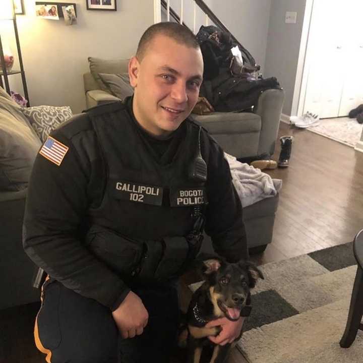 Bogota Police Officer Jon Gallipoli and Tucker