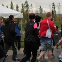 <p>Runners set off at TRACERS 5K at Overpeck Park to support military veterans. </p>