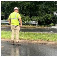 <p>Construction crews working near the exit ramp for Paramus Road off the westbound highway accidentally punctured the 16-inch main.</p>