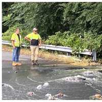 <p>At the scene in Paramus on Thursday, Aug. 17.</p>