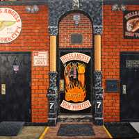 <p>Mark Oberndorf&#x27;s painting of the Hell&#x27;s Angels&#x27; New York City headquarters will be on display at the Wyckoff YMCA.</p>