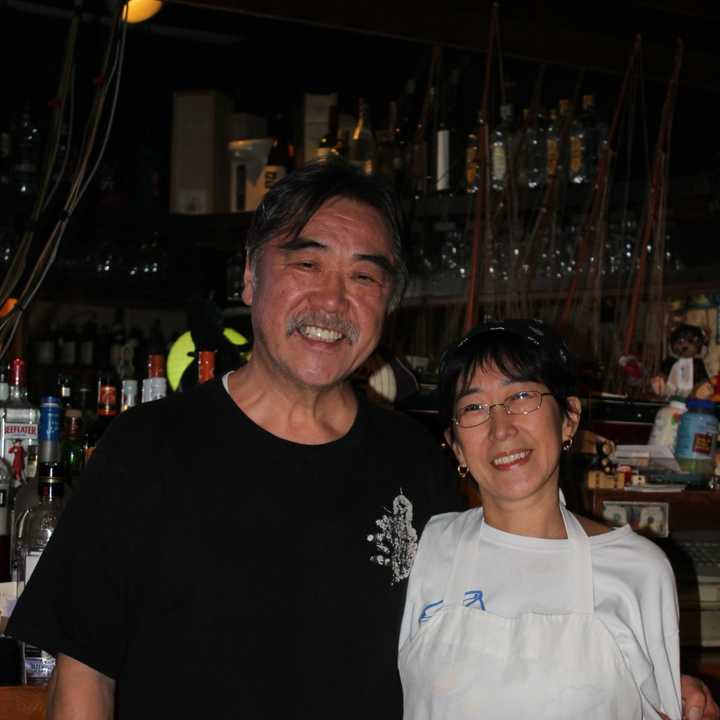 George Matsumura, the owner of Kaname Restaurant in Cliffside Park with his wife, Jerri. 