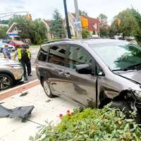 <p>Bushes kept the minivan from slamming into the side of an office building at the corner of East Ridgewood and Maple avenues in Ridgewood on Thursday, Aug. 24.</p>