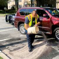 <p>Village firefighters cleaned up a fuel spill following Saturday morning&#x27;s crash.</p>