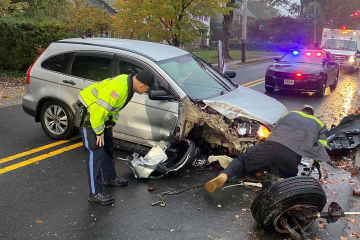 SUV Slams Into Utility Pole In Glen Rock