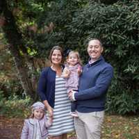 <p>Annie Joachim with husband Mike and daughters Charlotte, 3, and Piper, 18 months.</p>