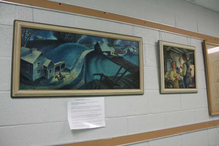 Paintings hang in Leonia&#x27;s Anna C. Scott Elementary School.