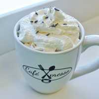 <p>Lavender hot chocolate at Café Xpresso in Newtown.</p>