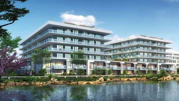 The Glass House is in the Edgewater Harbor community.