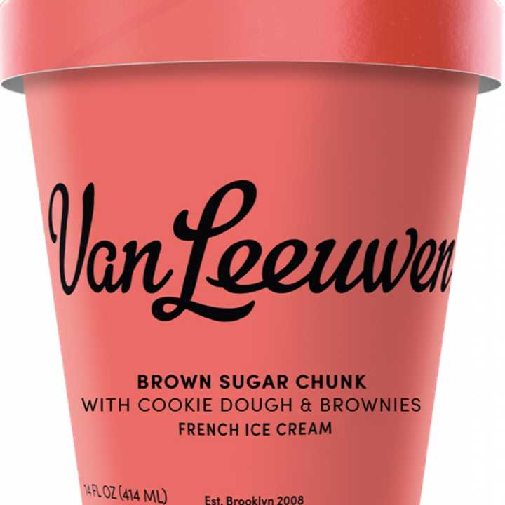 Van Leeuwen Ice Cream of Brooklyn&#x27;s frozen 14-ounce pints of its French Ice Cream product, &quot;Brown Sugar Chunk.&quot;