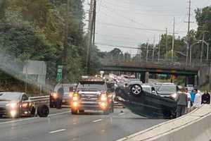 Driver Climbs Out After Rollover During Multi-Vehicle Crash On Route 208