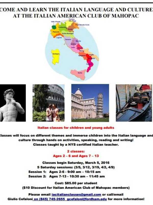 Children Can Learn Italian Culture At Mahopac Club
