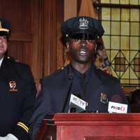 <p>Officer Morton Otundo at his December 2013 police academy graduation, where he served as the Class President.</p>