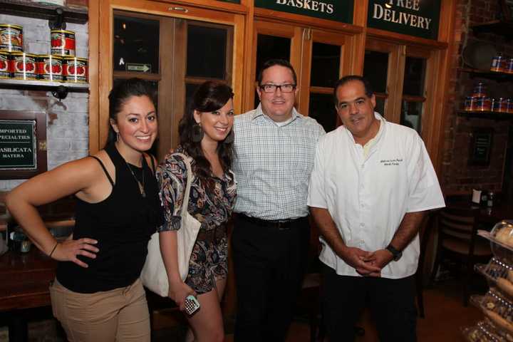 Jersey Girls Food Tours Co-Founders Alessia Aron and Janis Borroto with Matera&#x27;s on Park Owners Michael Finan &amp; Mark Forte.