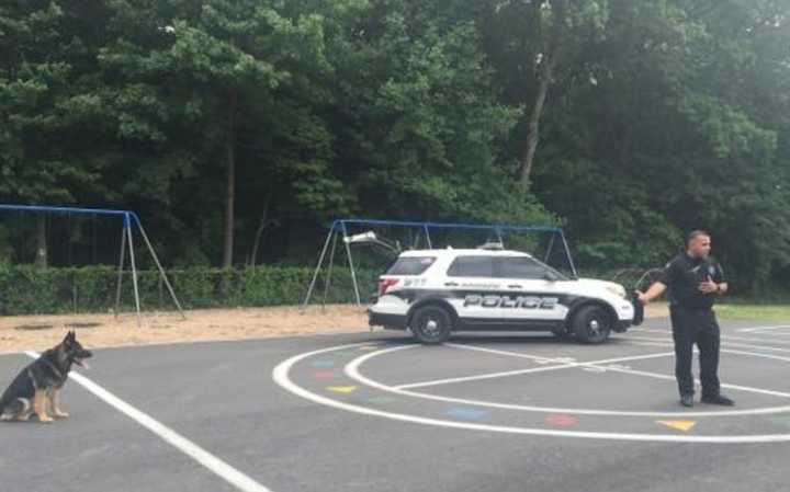 A Ramapo police officer at Viola Elementary School.