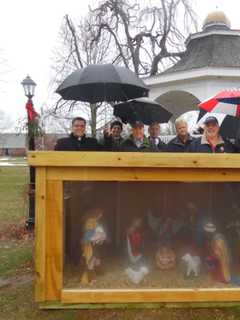 Faithful Gather For Blessing Of Creche Set Up On Monroe Town Green