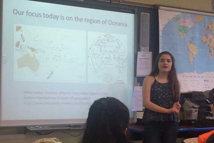 Hastings High School Student Teaches Geography Lesson To Sixth-Graders