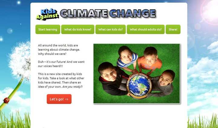 Fifth graders from Cottage Lane Elementary School created the website kidsagainstclimatechange.com as a space to discuss ideas on how to slow down climate change.