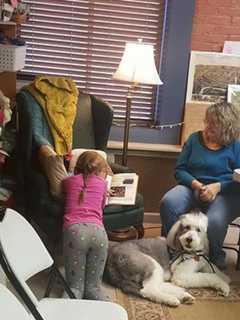 Youngsters Find Four-Pawed Reading Buddy At Shelton Bookstore