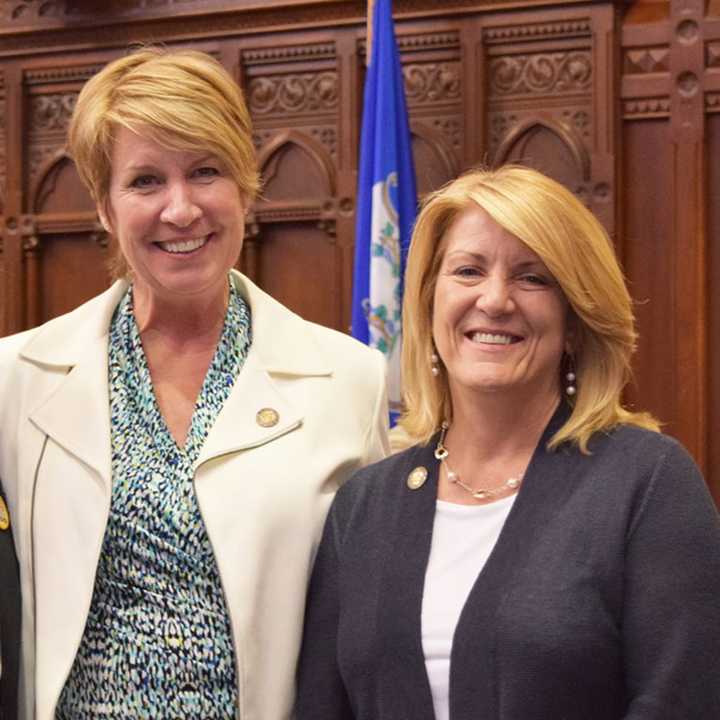 State Reps. Laura Devlin (R-Fairfield, Trumbull), left, and Brenda Kupchick (R-Fairfield)  hope to make license and registration renewal easier for state residents with a new proposal.