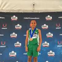 <p>Kyle Snow of Mamaroneck at the nationals indoor championship medals podium.</p>