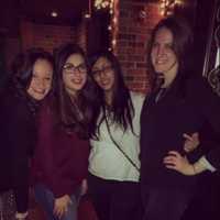 <p>Amanda Pizzimenti of Hackensack, second from right, with Snow, far right, and friends.</p>