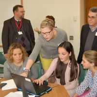 <p>Seventh-graders from Armonk's Byram Hills School District demonstrate coding at the recent Putnam-Northern Westchester BOCES conference in Yorktown. </p>