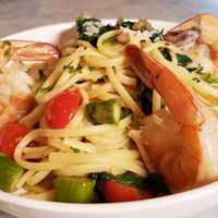 <p>Linguini Colasacco with shrimp, asparagus, baby spinach, grape tomatoes, crushed red pepper and EVOO from Forza Ristorante, newly opened at 3171 Fairfield Avenue in Bridgeport</p>